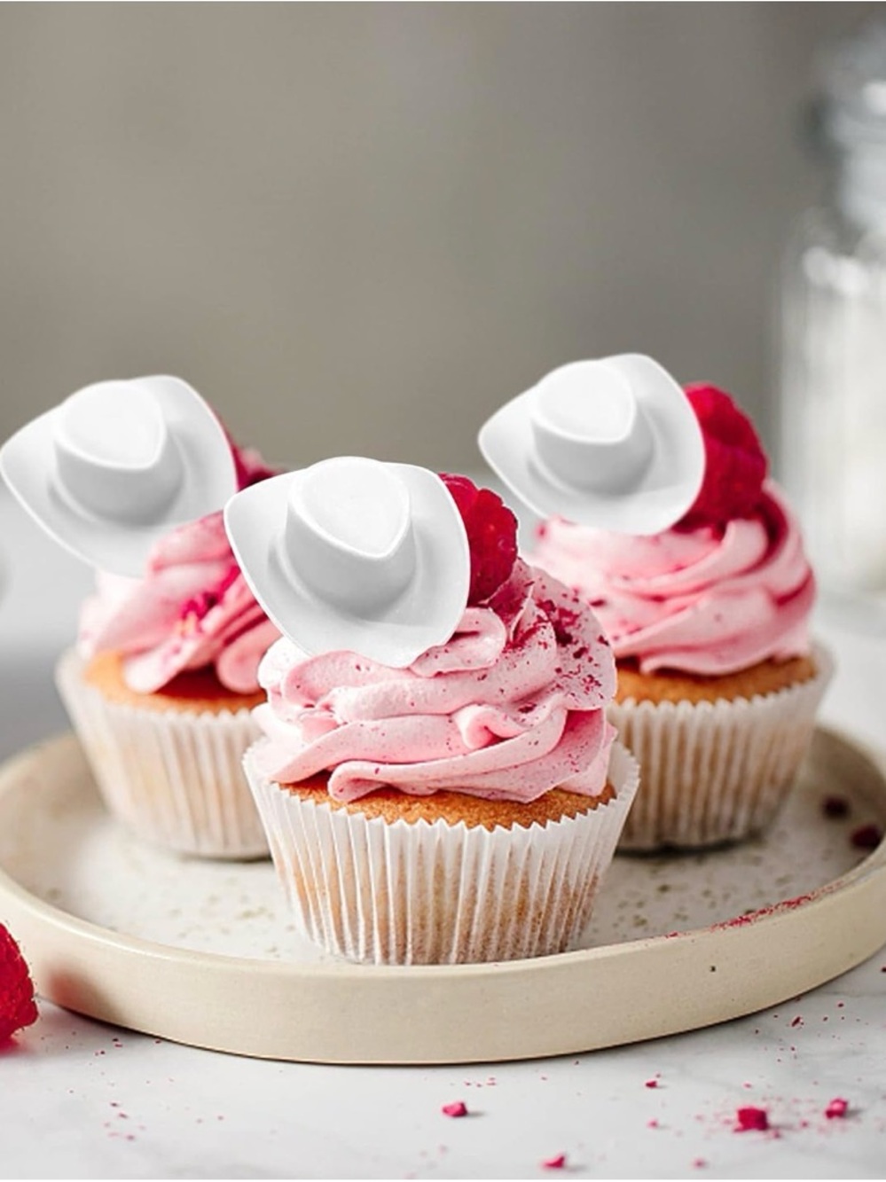 SOLD White Cowboy Hat Cupcake/Drink Toppers🤠 | 24pc